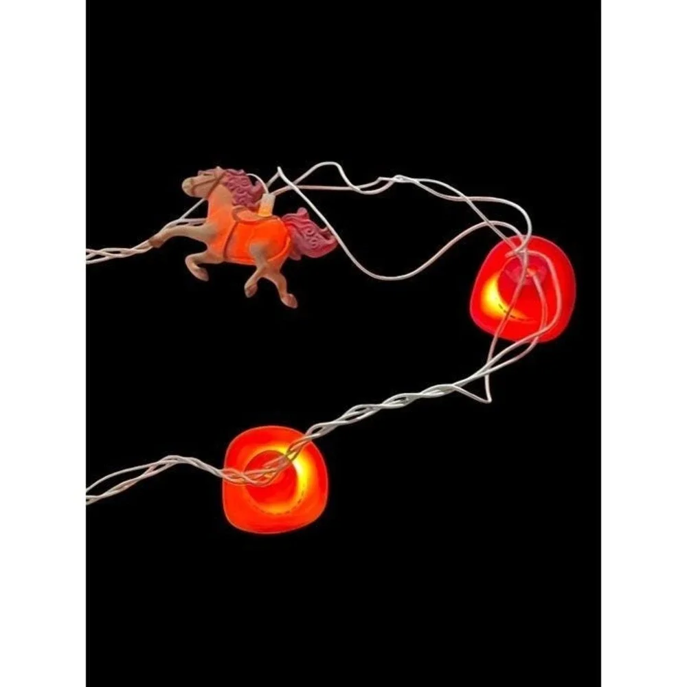 Horse-Themed String Lights With Pink & Orange Accents Vintage‎
